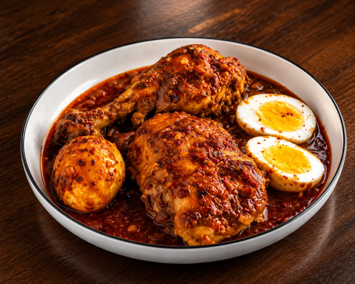 Doro wot, spicy Ethiopian chicken stew with boiled egg and ayib, at Baro in Winnipeg