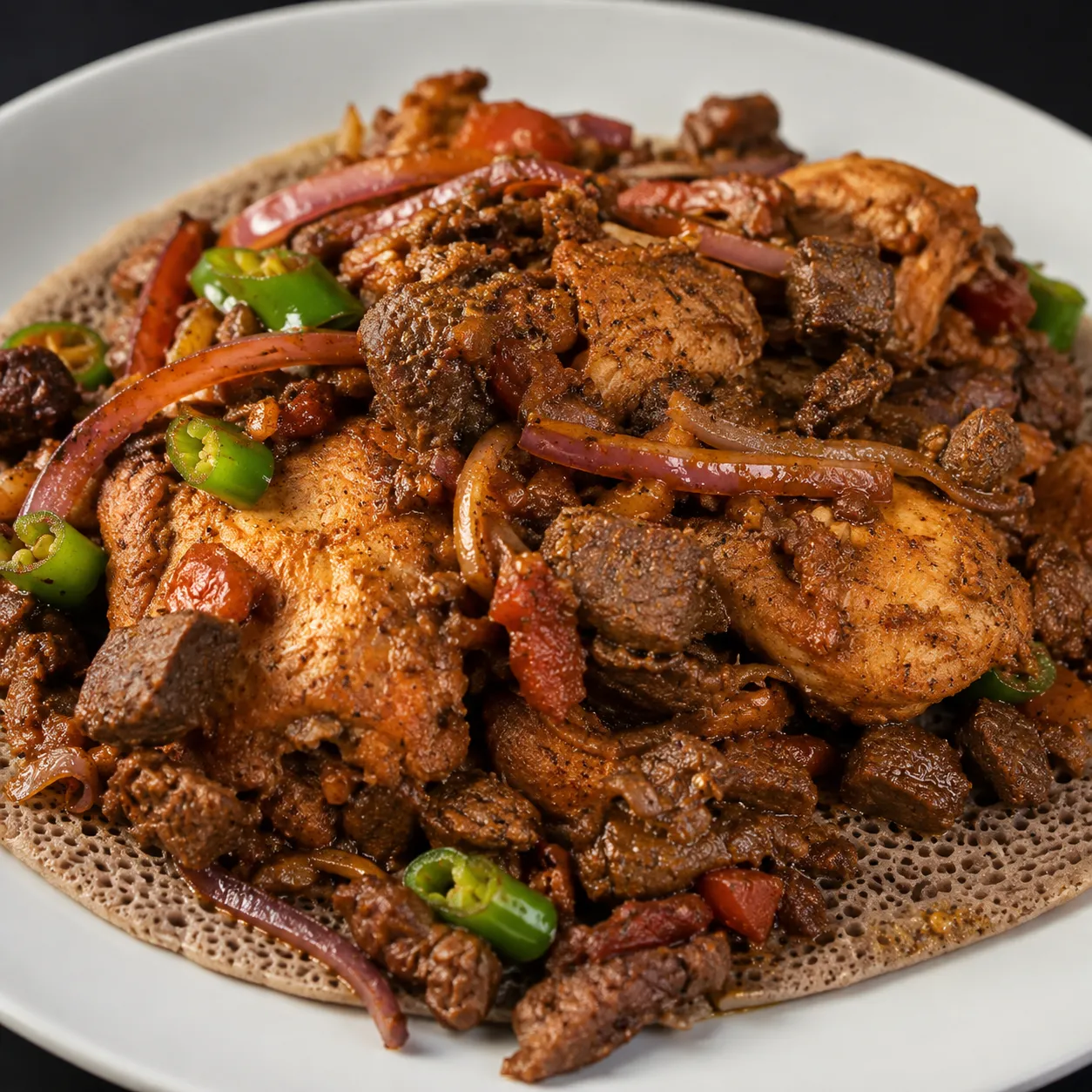 Tibs fir-fir, torn injera tossed with grilled beef and spices, at Baro in Winnipeg